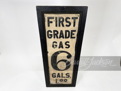 EARLY 1920S CANVAS OVER WOOD GASOLINE PRICE SIGN