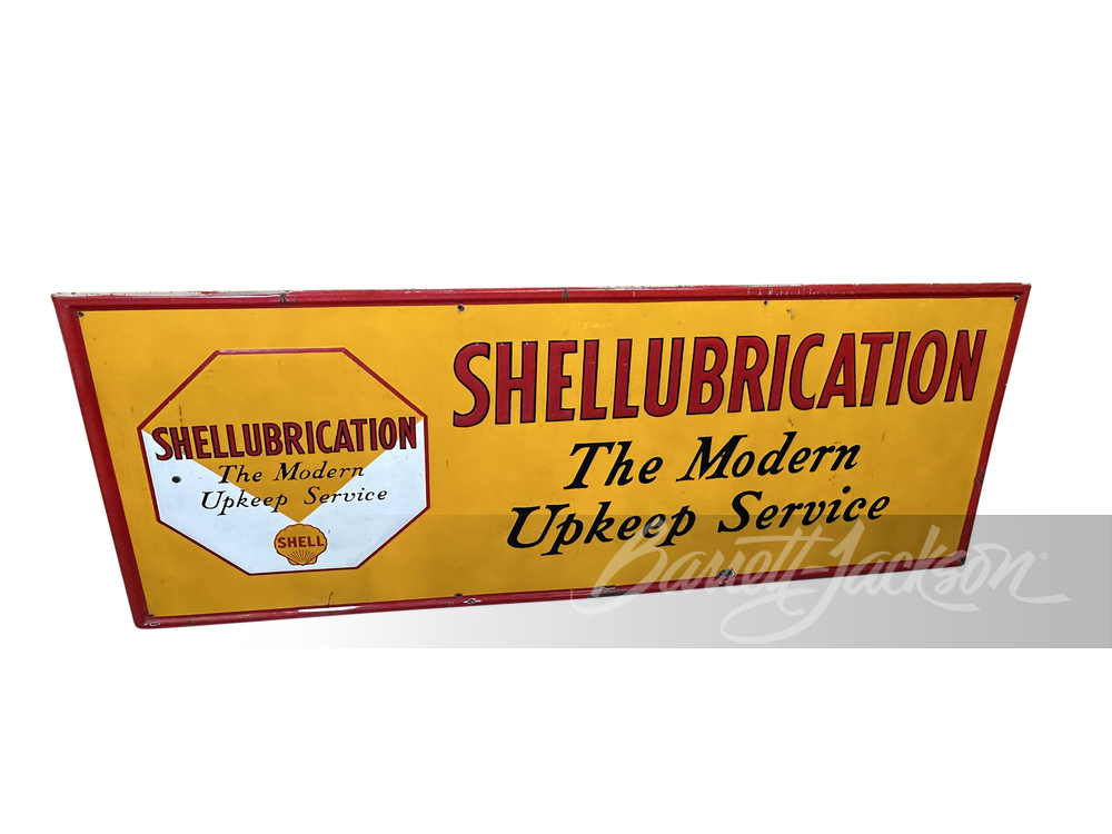 LARGE 1930S SHELL LUBRICATION PORCELAIN SIGN