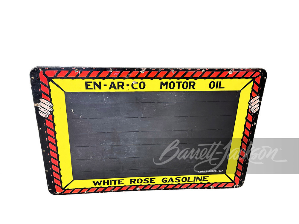 LARGE CIRCA 1920S ENARCO MOTOR OIL PORCELAIN CHALKBOARD