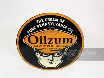 1937 OILZUM MOTOR OIL TIN SIGN - 2