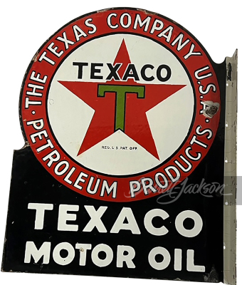 EARLY 1930S TEXACO OIL PORCELAIN FLANGE SIGN