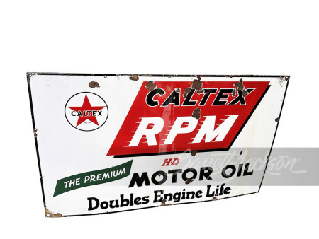 LARGE 1930S-40S CALTEX RPM MOTOR OIL PORCELAIN SIGN