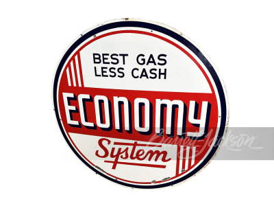 CIRCA LATE 1940S-EARLY '50S ECONOMY SYSTEM GASOLINE PORCELAIN SIGN - 2