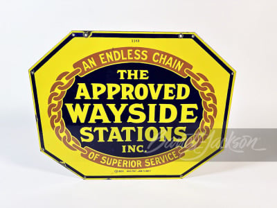 1927 "APPROVED WAYSIDE STATIONS" PORCELAIN SIGN - 2