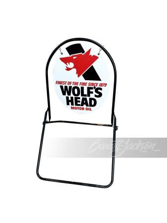 1970S WOLF'S HEAD MOTOR OIL TIN SIGN