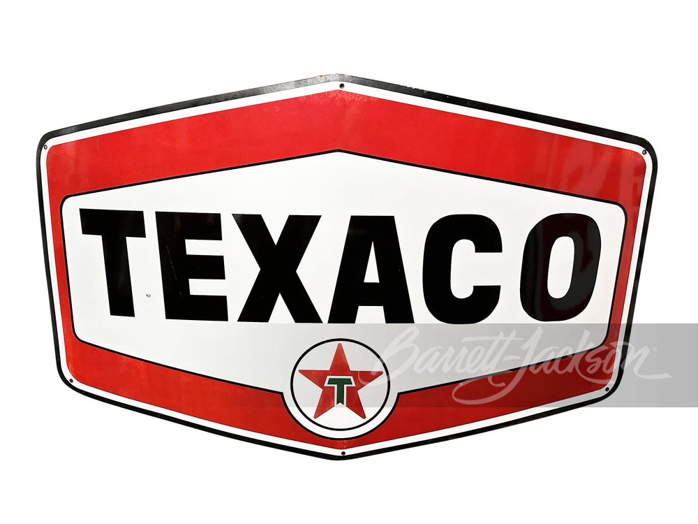 LARGE LATE 1950S-EARLY '60S TEXACO OIL PORCELAIN SIGN