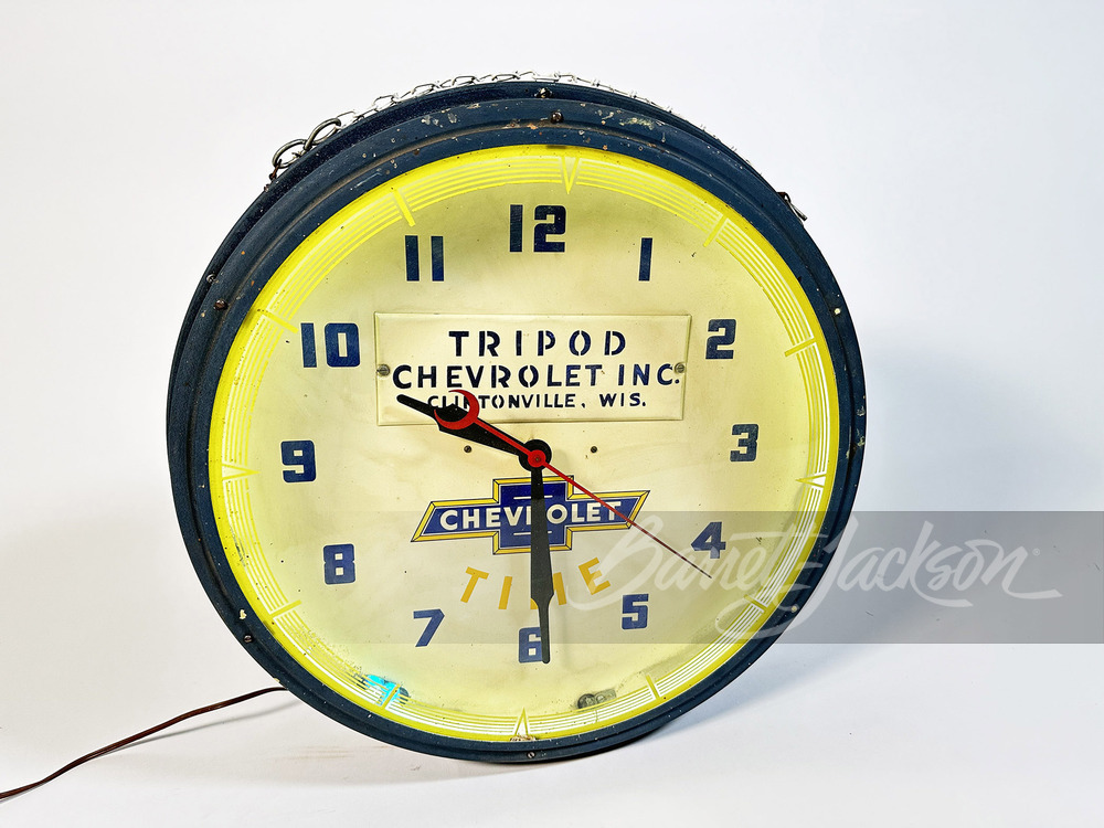 CIRCA 1940S CHEVROLET NEON CLOCK