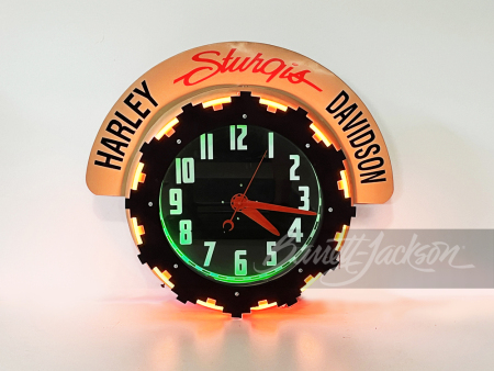 1930S AZTEC NEON CLOCK WITH HARLEY-DAVIDSON MARQUEE