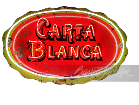 CIRCA 1940S CARTA BLANCA BEER PORCELAIN WITH NEON SIGN