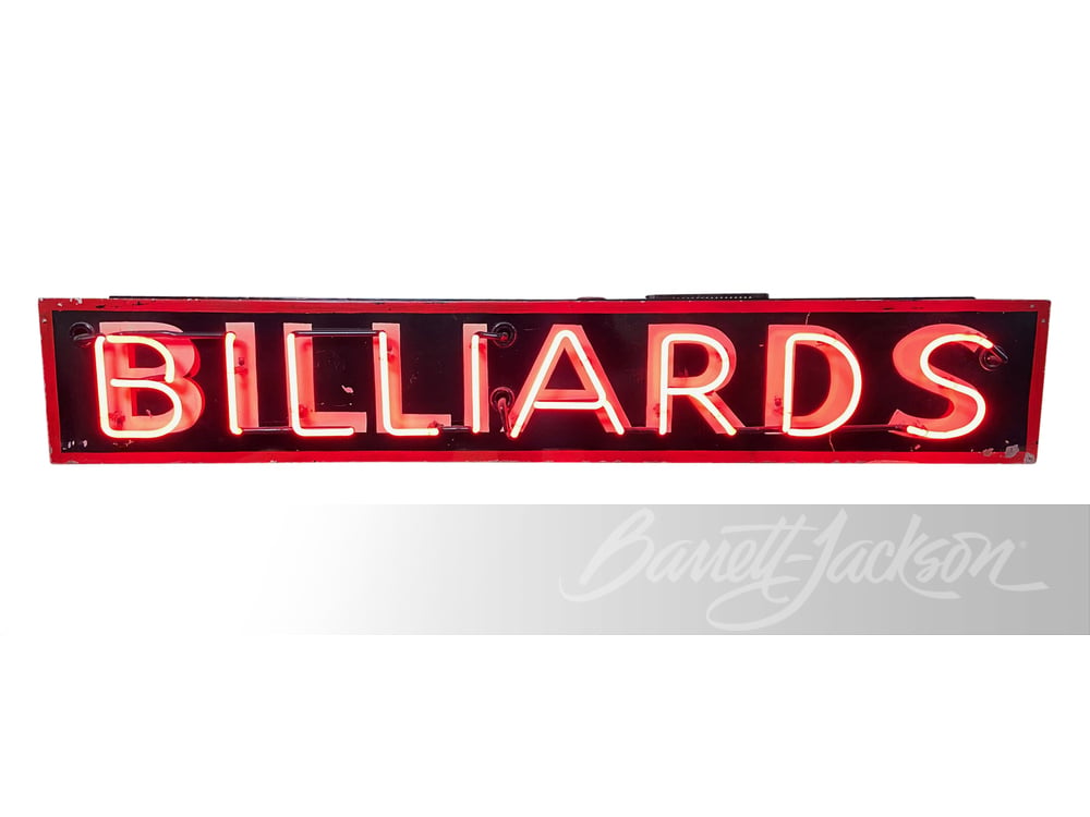 1930S "BILLIARDS" NEON TIN SIGN