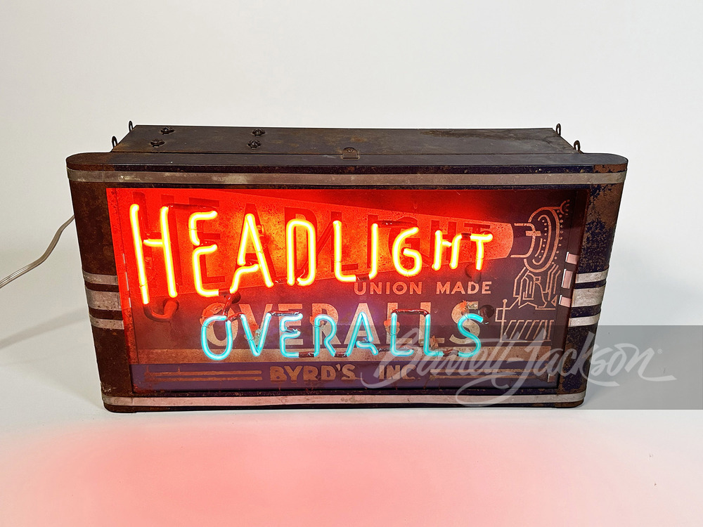 1930S HEADLIGHT OVERALLS NEON TIN SIGN