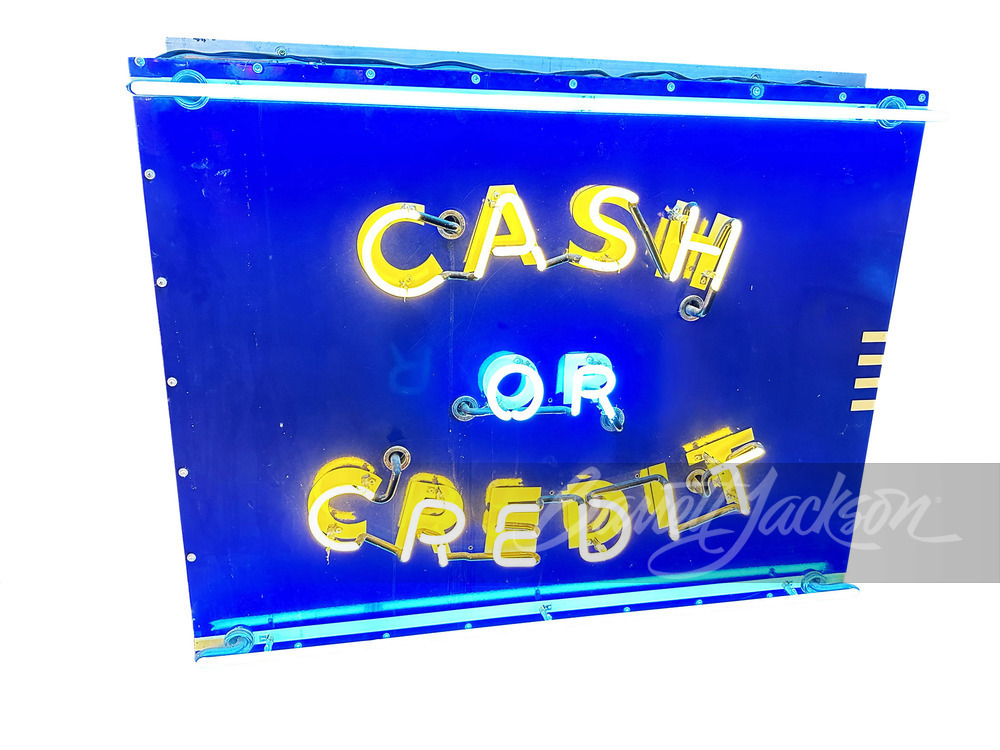 1940S-50S "CASH OR CREDIT" NEON PORCELAIN SIGN