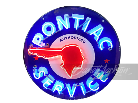 CIRCA LATE 1940S PONTIAC SERVICE PORCELAIN WITH NEON SIGN