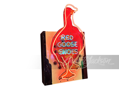 1930S-40S RED GOOSE SHOES NEON PORCELAIN SIGN