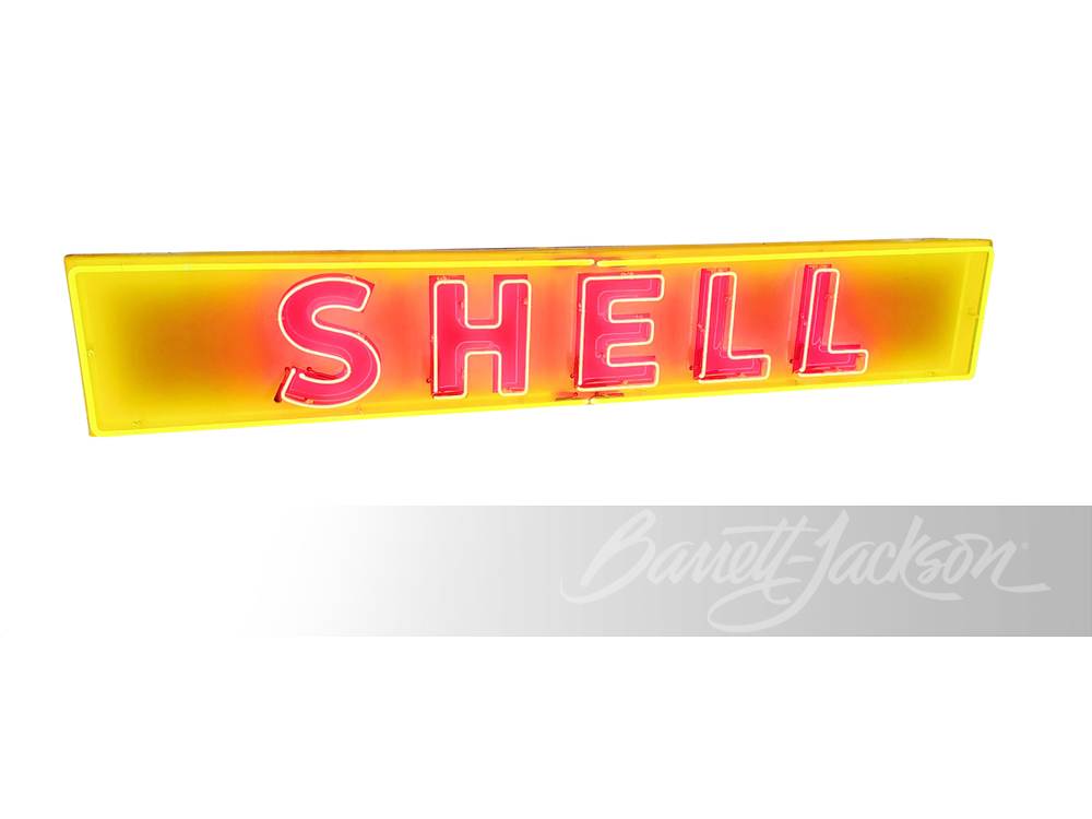 CIRCA 1940S-50S SHELL OIL PORCELAIN SIGN WITH ANIMATED NEON