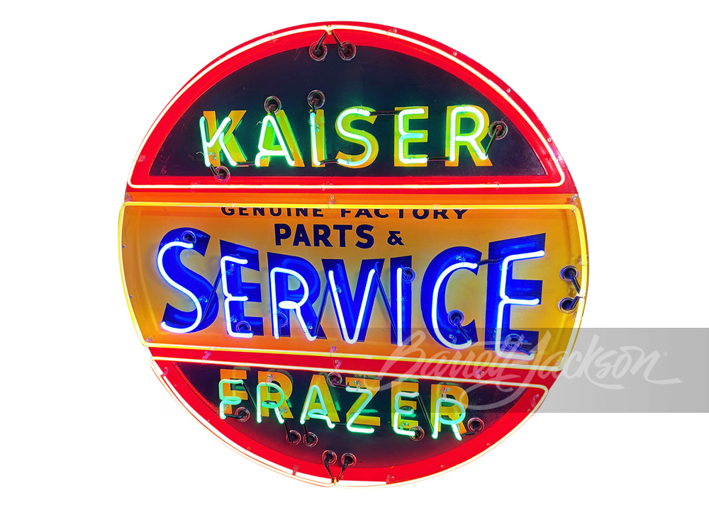 KAISER-FRAZER GENUINE PARTS-SERVICE PORCELAIN WITH NEON SIGN