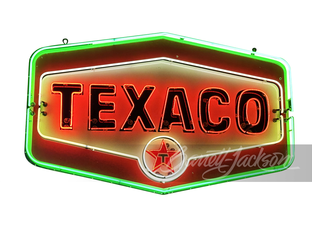 LATE 1950S-EARLY '60S TEXACO OIL PORCELAIN WITH ANIMATED NEON SIGN