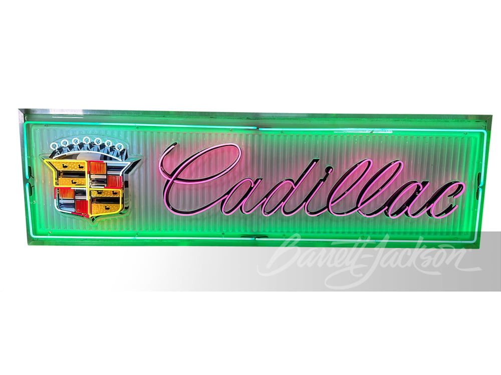 LARGE 1960S CADILLAC LIGHT-UP SIGN WITH NEON