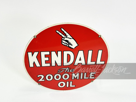 1952 KENDALL 2000 MILE OIL TIN SIGN