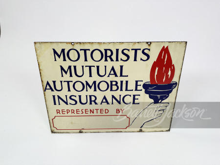 1930S MOTORISTS MUTUAL AUTOMOBILE INSURANCE PORCELAIN SIGN