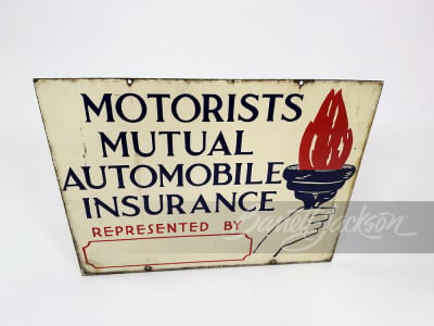 1930S MOTORISTS MUTUAL AUTOMOBILE INSURANCE PORCELAIN SIGN - 2