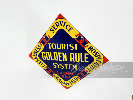 CIRCA 1920S-30S TOURIST GOLDEN RULE SYSTEM PORCELAIN SIGN