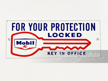 LATE 1950S MOBIL OIL "LOCKED" REST ROOM SIGN