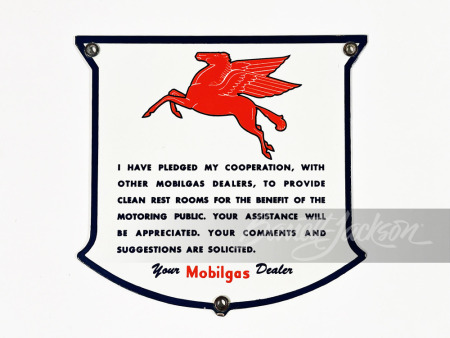 CIRCA 1940S MOBILGAS DEALER PLEDGE PORCELAIN SIGN