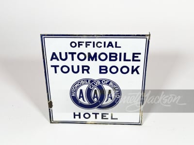 CIRCA 1920S-30S AUTOMOBILE CLUB OF BUFFALO HOTEL PORCELAIN FLANGE SIGN - 2