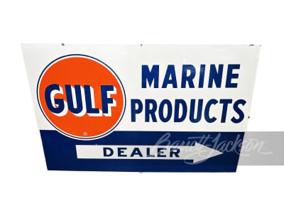 1950S GULF MARINE PRODUCTS DEALER PORCELAIN SIGN