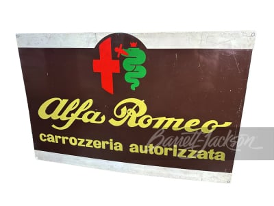 VINTAGE ALFA ROMEO AUTHORIZED BODYWORK TIN SIGN