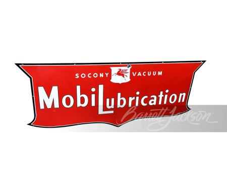 1930S SOCONY VACUUM MOBIL LUBRICATION PORCELAIN SIGN