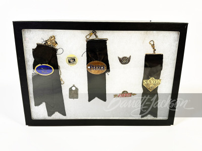 SHADOWBOX OF 1920S AUTOMOBILE PRESENTATION FOBS AND PINS