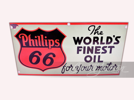 CIRCA 1930S PHILLIPS 66 MOTOR OIL PORCELAIN SIGN