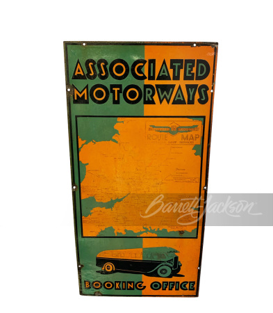 1930S ASSOCIATED MOTORWAYS BUS LINES PORCELAIN SIGN