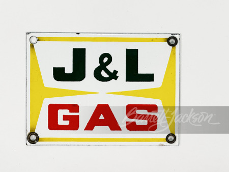 1950S J&L GAS PORCELAIN PUMP PLATE SIGN