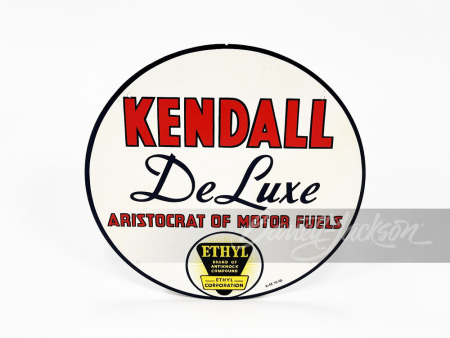 1956 KENDALL DELUXE MOTOR FUELS TIN PUMP PLATE SIGN