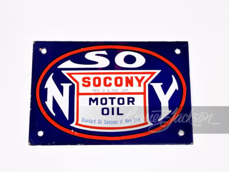 1920S-30S SOCONY MOTOR OIL PORCELAIN LUBESTER PLATE