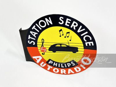 1940S PHILIPS AUTORADIO SERVICE STATION PORCELAIN FLANGE SIGN - 2