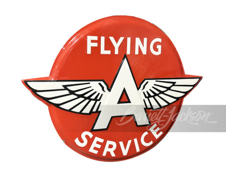 CIRCA 1940S FLYING A SERVICE EMBOSSED PORCELAIN SIGN