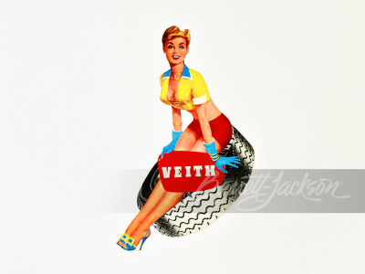 1960S VEITH TIRES PINUP GIRL TIN SIGN