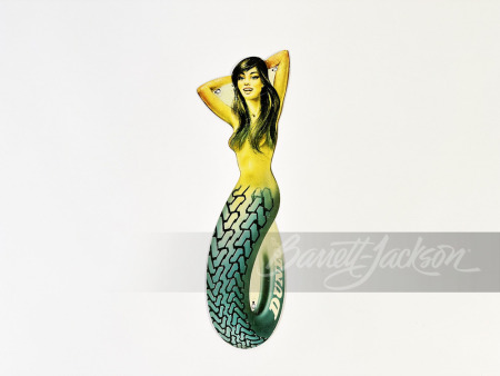 1960S DUNLOP TIRES MERMAID PINUP GIRL TIN SIGN