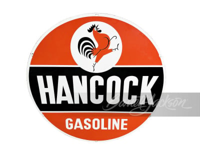 CIRCA 1950S HANCOCK GASOLINE PORCELAIN SIGN - 2