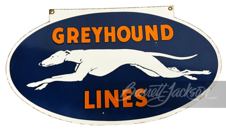 CIRCA 1940S-50S GREYHOUND BUS LINES PORCELAIN SIGN