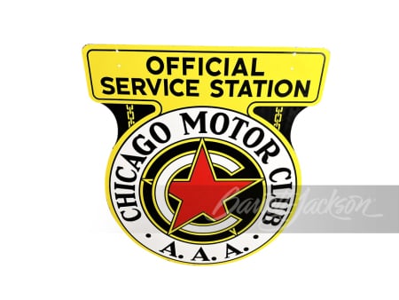 CIRCA 1940S CHICAGO MOTOR CLUB - AAA OFFICIAL SERVICE STATION PORCELAIN SIGN