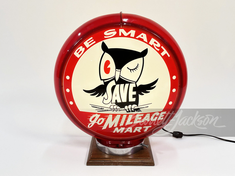 CIRCA LATE 1940S-EARLY '50S MILEAGE MART GAS PUMP GLOBE