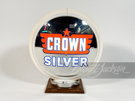 1950S CROWN SILVER GASOLINE GAS PUMP GLOBE