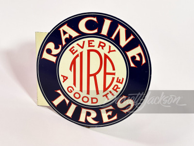 1920S RACINE TIRES TIN FLANGE SIGN - 2