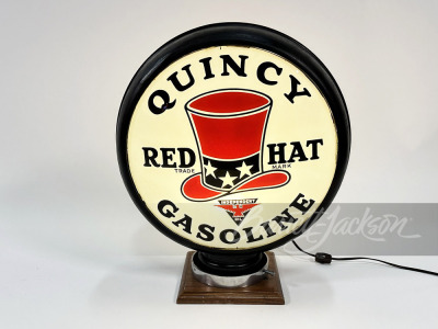 LATE 1920S-EARLY '30S QUINCY RED HAT GASOLINE GAS PUMP GLOBE