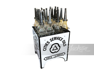 1930S CITIES SERVICE OIL PORCELAIN BOTTLE RACK - 3